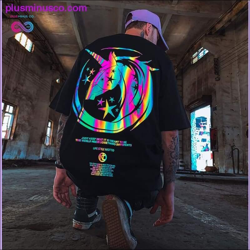 Unisex Unicorn Reflective Print Casual T Shirt Men Women - plusminusco.com