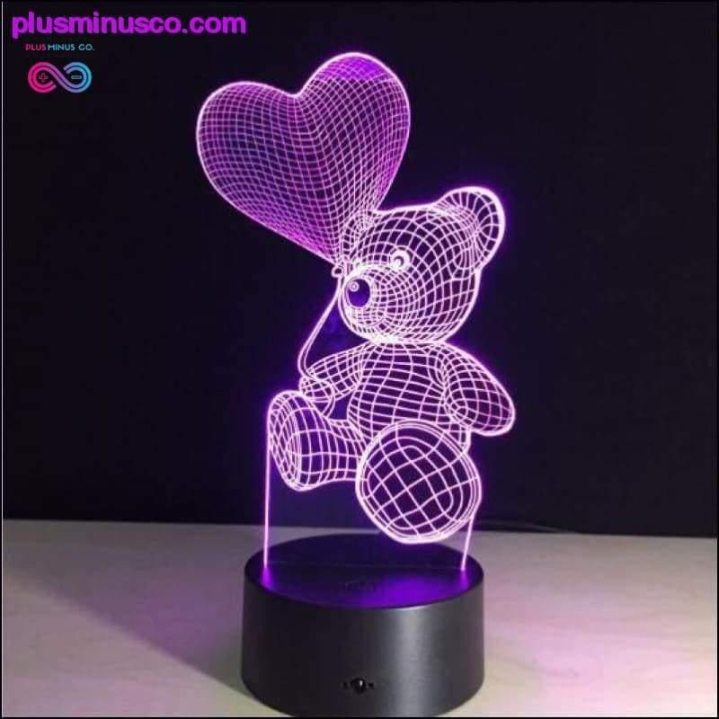 Valentijnsdagcadeau 3D LED-tafellampen met 7 kleuren Nacht - plusminusco.com