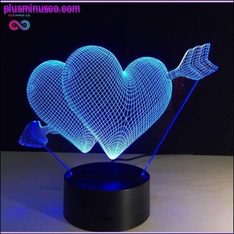 مصابيح طاولة LED ثلاثية الأبعاد هدية عيد الحب مع 3 ألوان ليلية - plusminusco.com