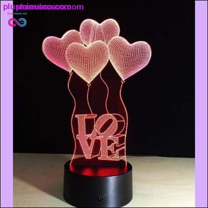 Darčekové 3D LED stolové lampy na Valentína so 7 farbami noci - plusminusco.com