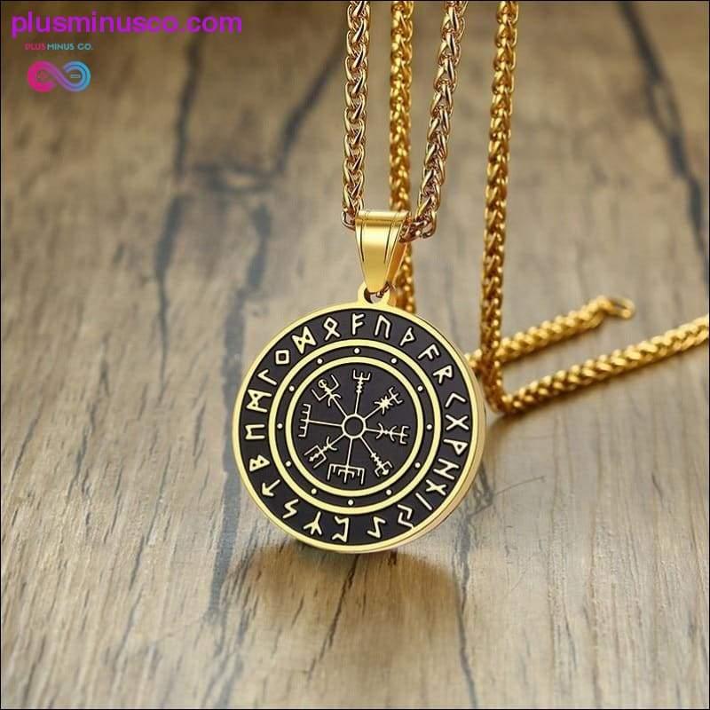 Vegvisir Men's Compass Necklace Vicking Rune Pendant Circle - plusminusco.com