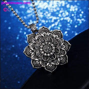 Vintage Alloy Mandala Lotus Flower Pendant Necklaces For - plusminusco.com