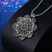 Vintage Alloy Mandala Lotus Flower Pendant Necklaces For - plusminusco.com
