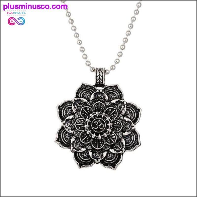 Vintage Alloy Mandala Lotus Flower Pendant Necklaces For - plusminusco.com