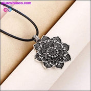 Vintage Alloy Mandala Lotus Flower Pendant Necklaces For - plusminusco.com