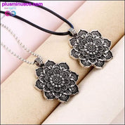 Vintage Alloy Mandala Lotus Flower Pendant Necklaces For - plusminusco.com
