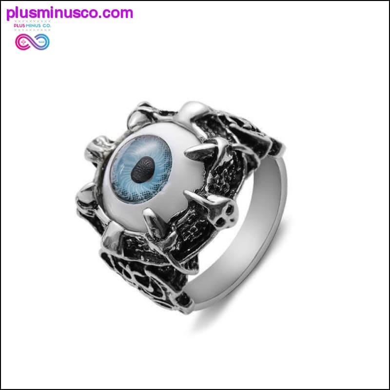 Vintage Dragon Claw Blue Evil Eye Skull Stainless Steel Ring - plusminusco.com