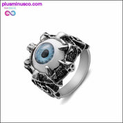 Vintage dračí dráp Blue Evil Eye lebka prsten z nerezové oceli - plusminusco.com