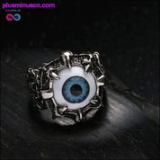 خاتم تنين مخلب عين الشر الأزرق من الفولاذ المقاوم للصدأ على شكل جمجمة - plusminusco.com