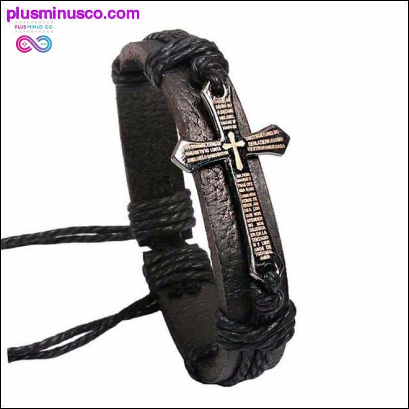 Vintage Leather Bracelets & Bangles Metal Cross Jesus Charm - plusminusco.com