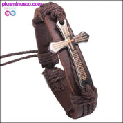 Pulseras y brazaletes de cuero vintage Dije de Jesús con cruz de metal - plusminusco.com