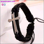 Винтажные кожаные браслеты и браслеты с подвеской в ​​виде металлического креста с Иисусом - plusminusco.com