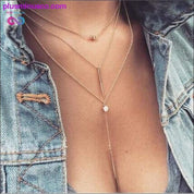 Vintage viacvrstvový náhrdelník s krištáľovým príveskom ženy zlatej farby - plusminusco.com