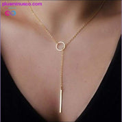Vintage Halskette mit mehrschichtigem Kristallanhänger für Damen in Goldfarbe - plusminusco.com