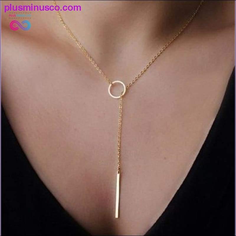 Vintage Halskette mit mehrschichtigem Kristallanhänger für Damen in Goldfarbe - plusminusco.com
