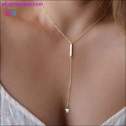 Vintage Halskette mit mehrschichtigem Kristallanhänger für Damen in Goldfarbe - plusminusco.com