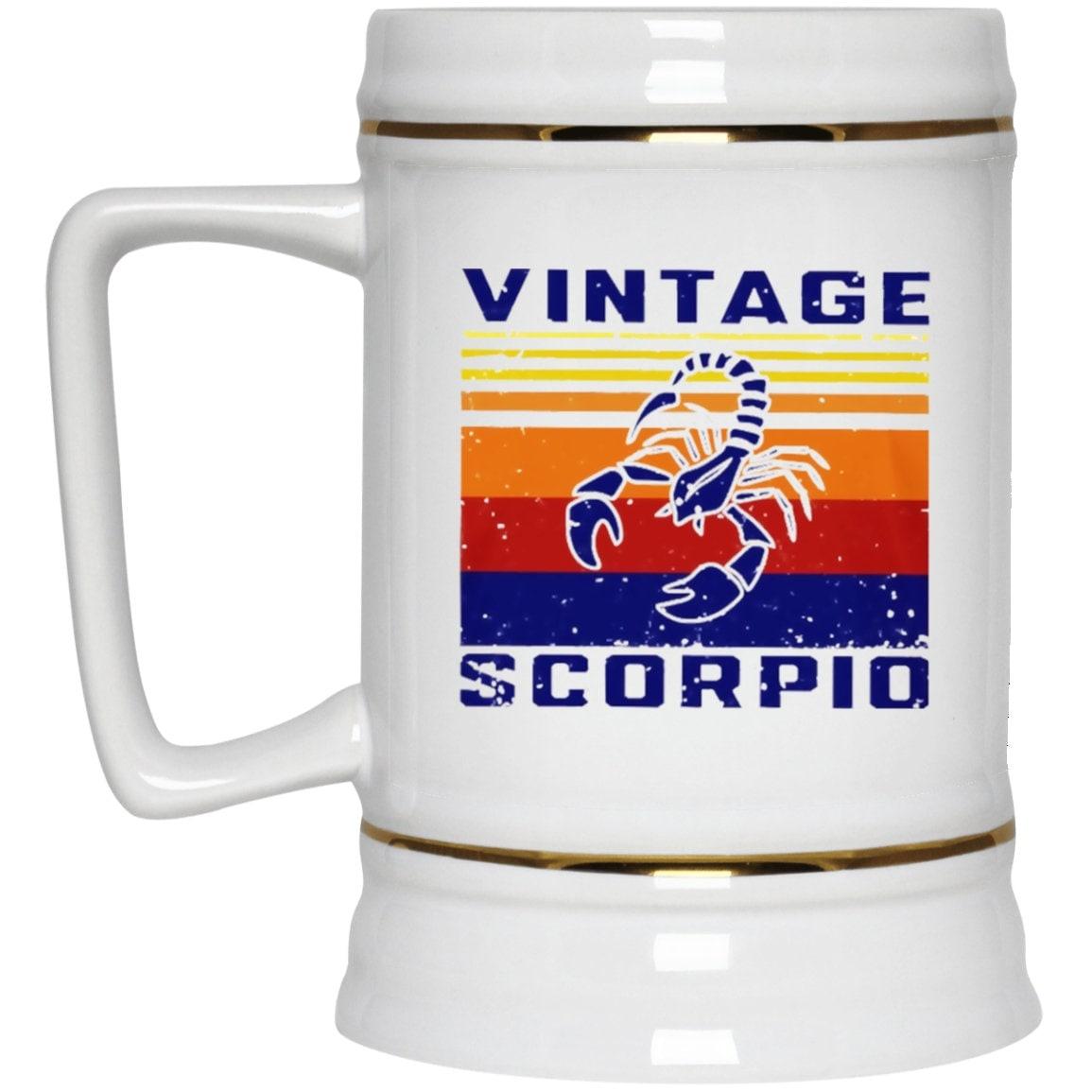 Vintage Scorpio Zodiac Sign Mug, Ceramic Stein Travel Mug, Scorpio Gift, Beer Mug, Scorpio Birthday Gift, Astrology Mug, Beer Lover Gift - plusminusco.com