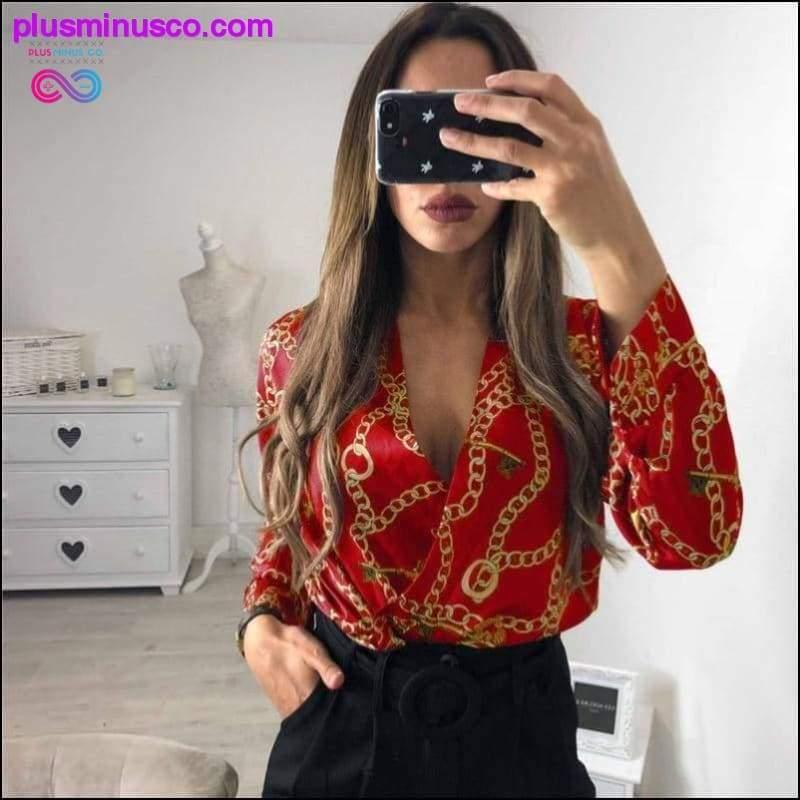 Vintage Silk Rompers Womens Jumpsuit Long Sleeve Chain Print - plusminusco.com