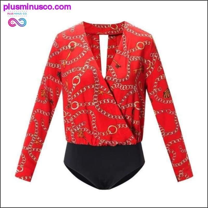 Vintage Silk Rompers Womens Jumpsuit Long Sleeve Chain Print - plusminusco.com