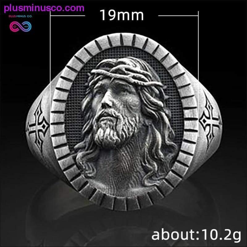Vintage Silver Color Jesus Cross Ring Unisex Popular Fashion - plusminusco.com