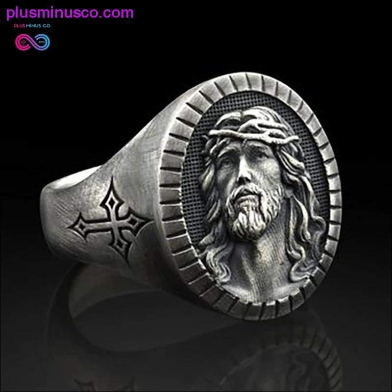 Vintage Silver Color Jesus Cross Ring Unisex Popular Fashion - plusminusco.com