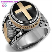 خاتم الصليب المقدس من الفضة والذهب العتيق - plusminusco.com