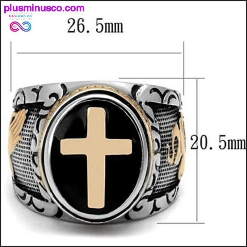 Vintage strieborný zlatý prsteň svätého kríža - plusminusco.com