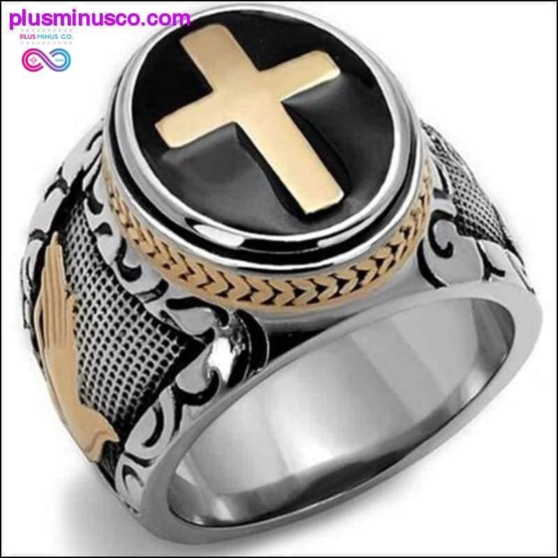 Вінтажна каблучка зі срібним золотим святим хрестом - plusminusco.com