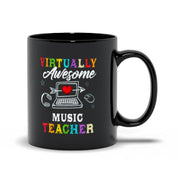 Virtually Awesome Music Teacher Black Mugs teacher birthday gift, back to school, teacher personalized gifts - plusminusco.com