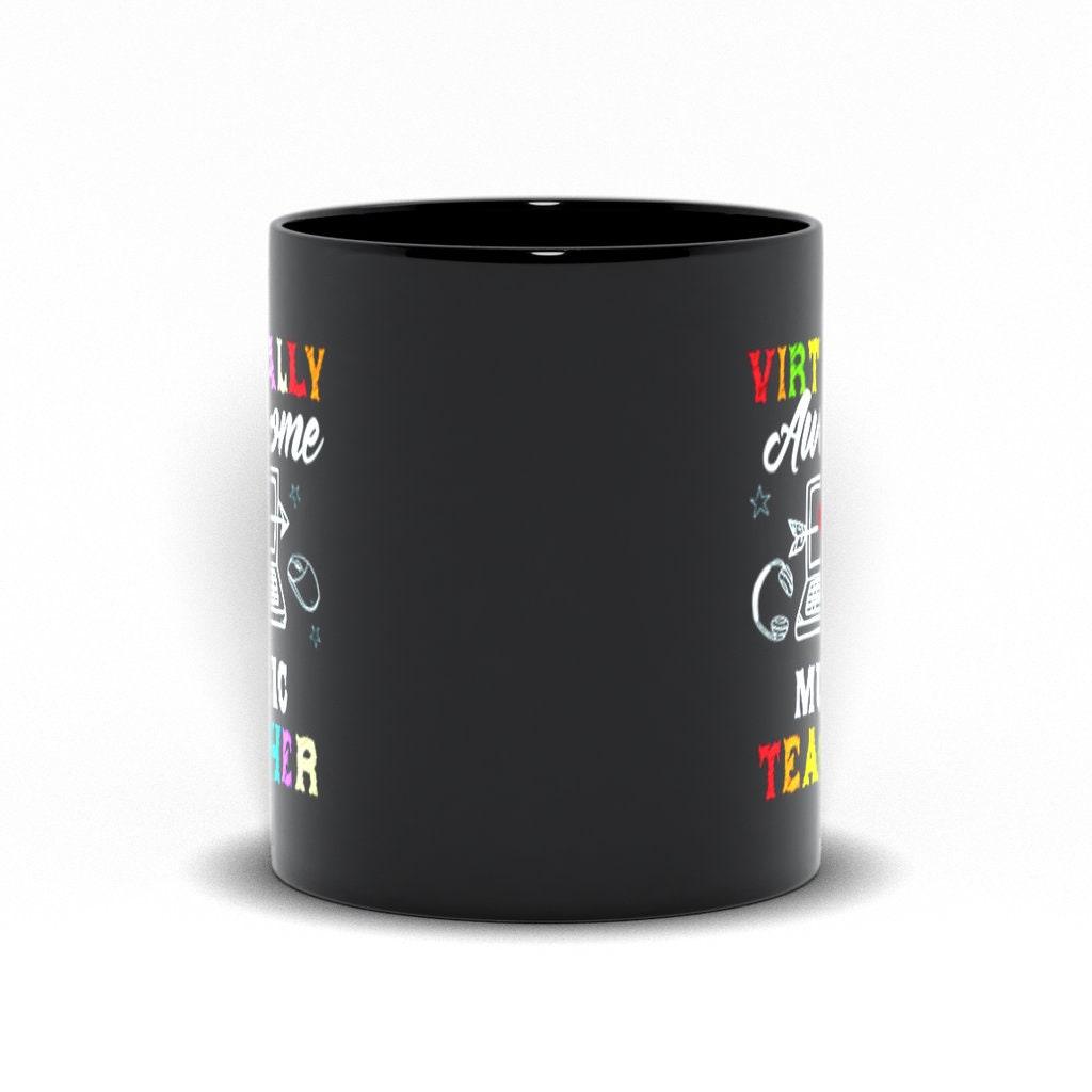 Virtually Awesome Music Teacher Black Mugs teacher birthday gift, back to school, teacher personalized gifts - plusminusco.com