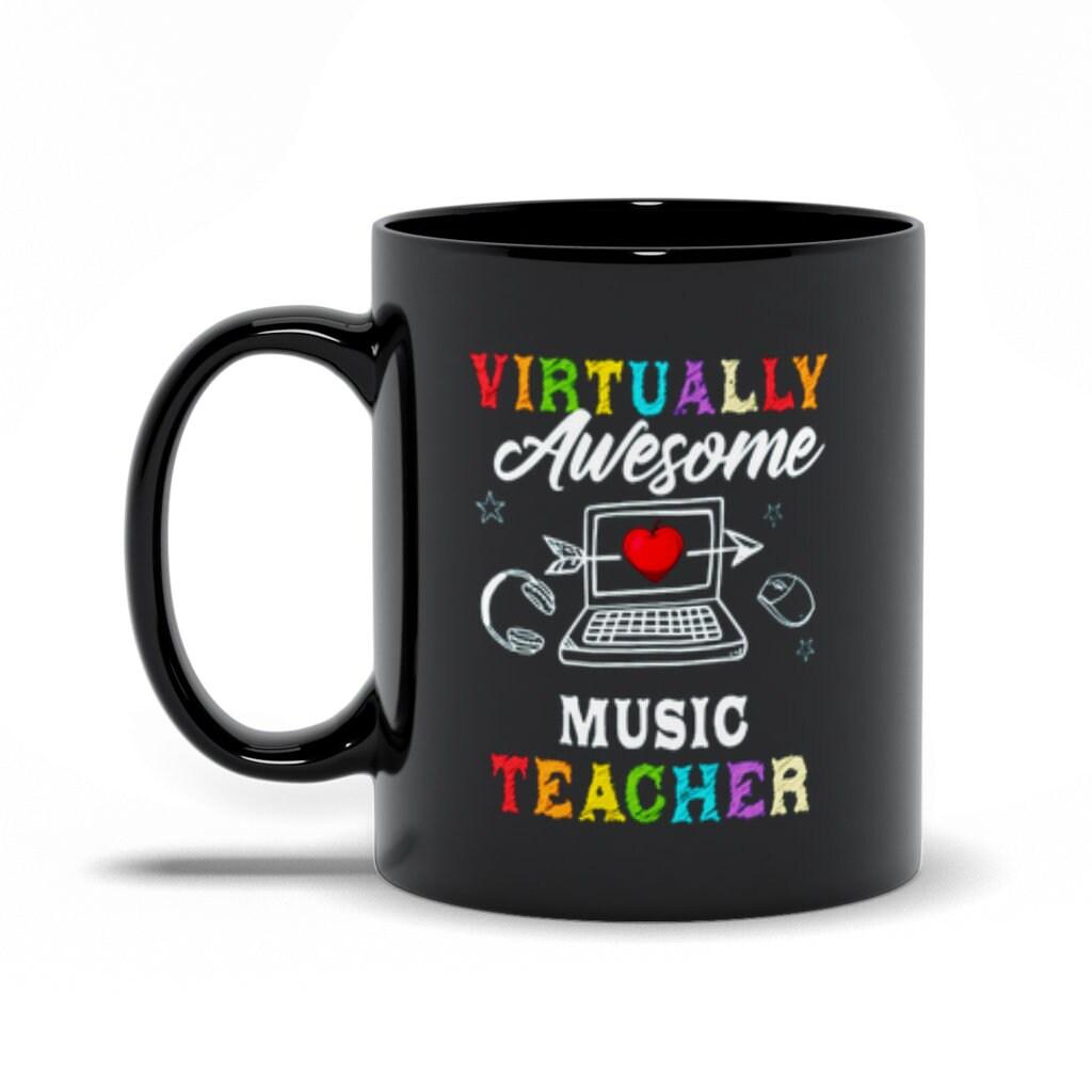 Virtually Awesome Music Teacher Black Mugs teacher birthday gift, back to school, teacher personalized gifts - plusminusco.com