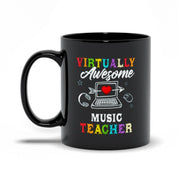 Virtually Awesome Music Teacher Black Mugs regalo de cumpleaños para maestros, regreso a clases, regalos personalizados para maestros - plusminusco.com