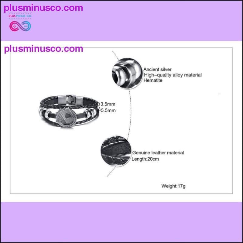 Vnox Lucky Vintage Men's Leather Bracelet Playing Cards Raja - plusminusco.com