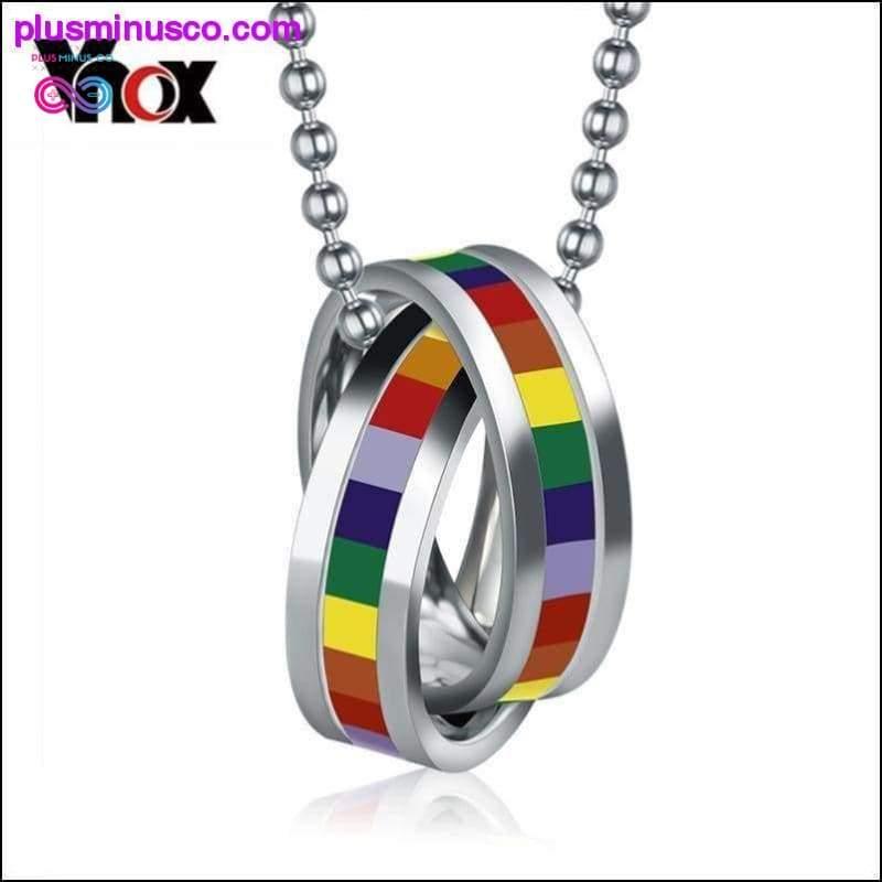 Vnox Rainbow Necklace Pendant Stainless Steel Double Loop - plusminusco.com