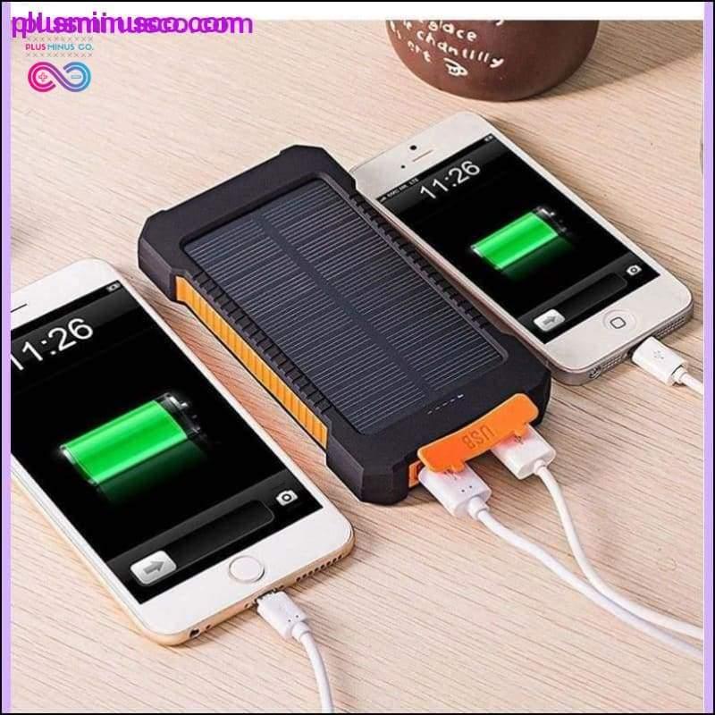 Waterproof Solar Power Charger 2 USB Ports 30000mAh with LED - plusminusco.com