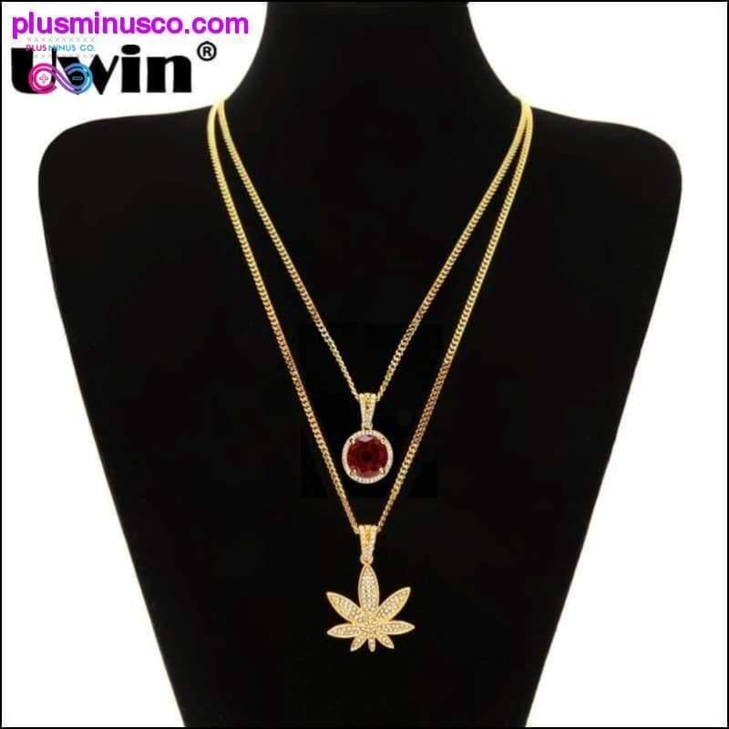 Weed Pendant Necklace With 24" Cuban Chain Hiphop Rapper - plusminusco.com