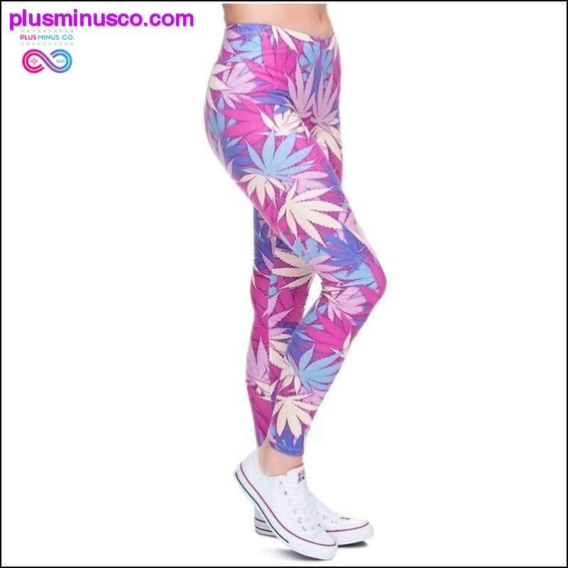 Weed Pink Leaves Print Dame Leggings Fitness Pustende - plusminusco.com