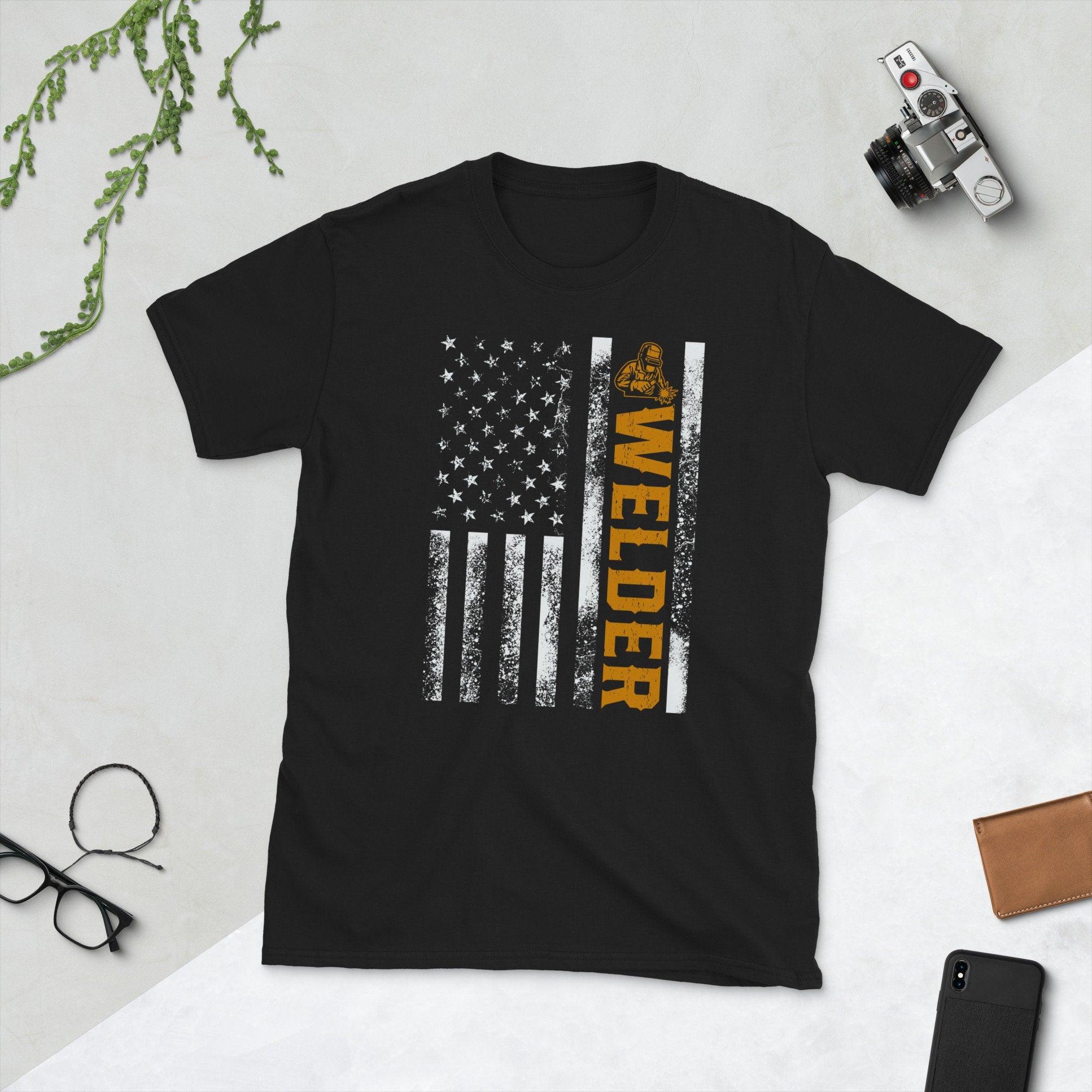 Welder Vintage American Flag Unisex Tee - plusminusco.com