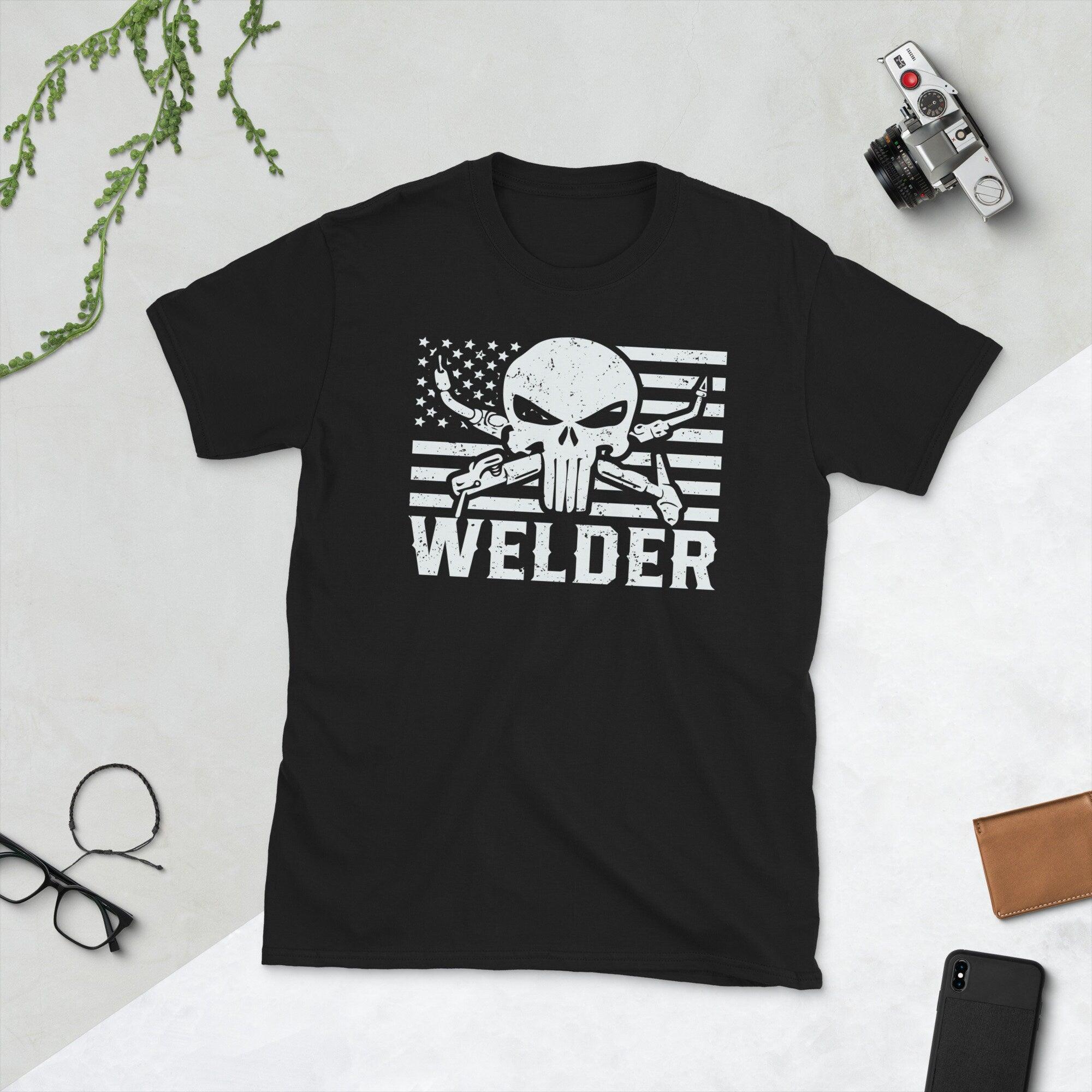 Welder Vintage American Flag Unisex Tee - plusminusco.com