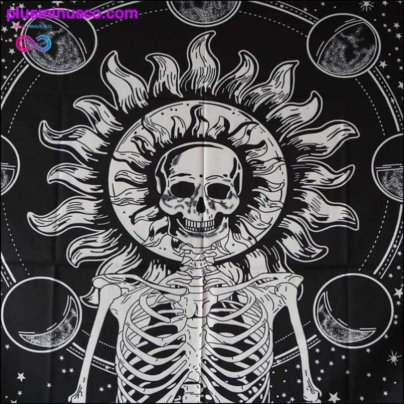 White Black Sun Moon Mandala Tapestry Seinään ripustettava Celestial - plusminusco.com