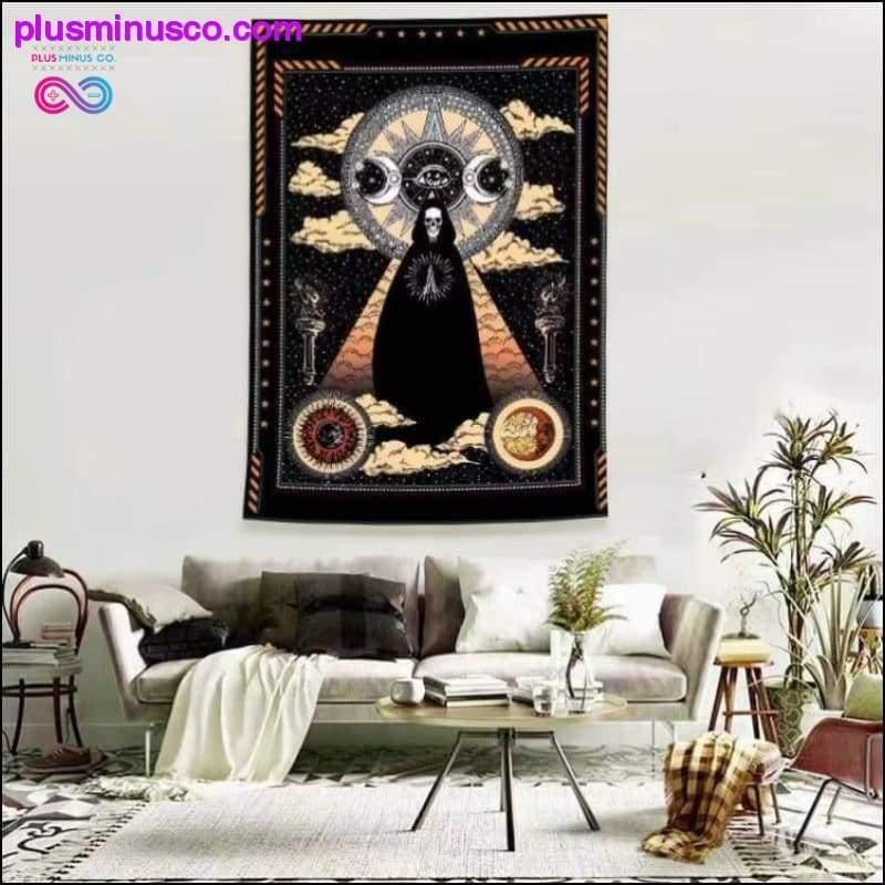 White Black Sun Moon Mandala Tapestry Wall Hanging Celestial - plusminusco.com