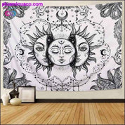 White Black Sun Moon Mandala Tapestry Wall Hanging Celestial - plusminusco.com