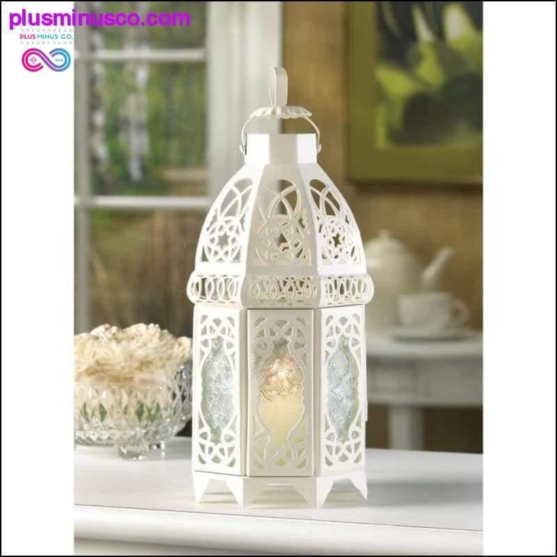 White Lattice Lantern ll PlusMinusco.com - plusminusco.com