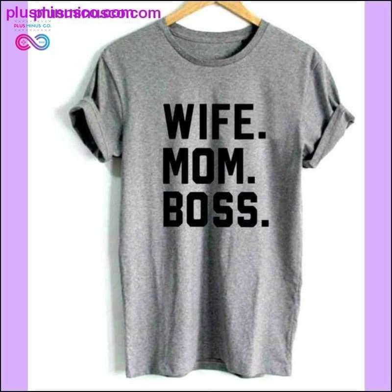 WIFE MOM BOSS Letters Print Women Tshirt Cotton Casual Funny - plusminusco.com