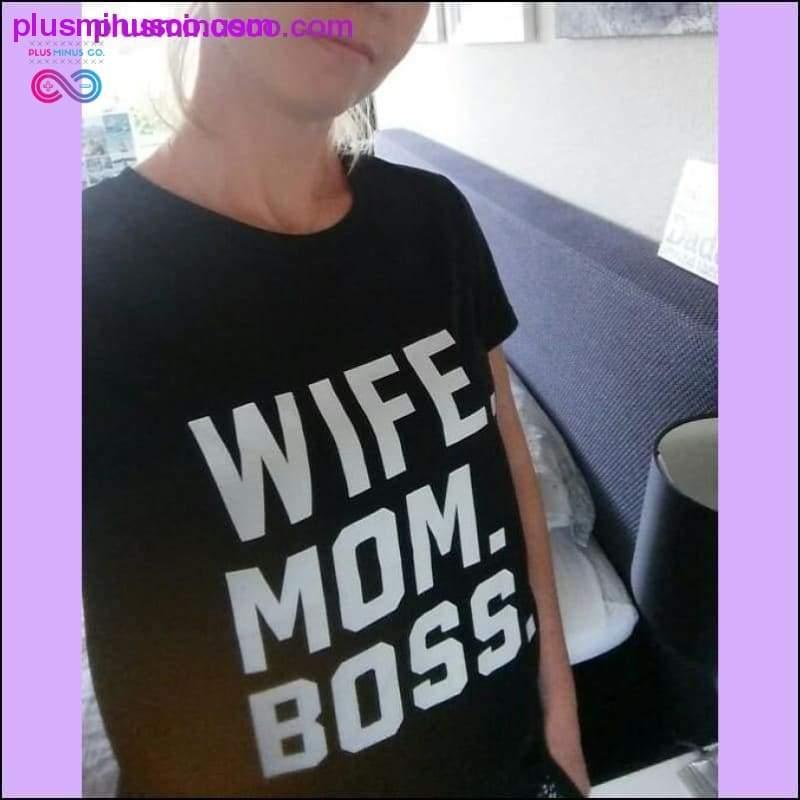WIFE MOM BOSS Mektuplar Baskı Kadın Tshirt Pamuk Rahat Komik - plusminusco.com