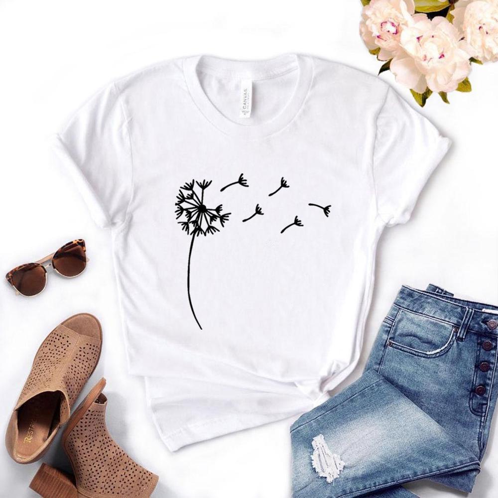 Wildflower Dandelion Print Women tshirt Cotton Casual Funny t shirt Gift For Lady Yong Girl Top Tee - plusminusco.com