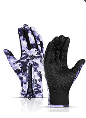 Rękawiczki zimowe z ekranem dotykowym, motocyklowe, przesuwne, wodoodporne rękawiczki sportowe z polarem - plusminusco.com