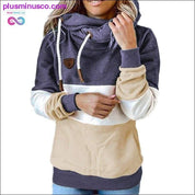 Winter women Contrast Stitching hooded Turtleneck Casual - plusminusco.com