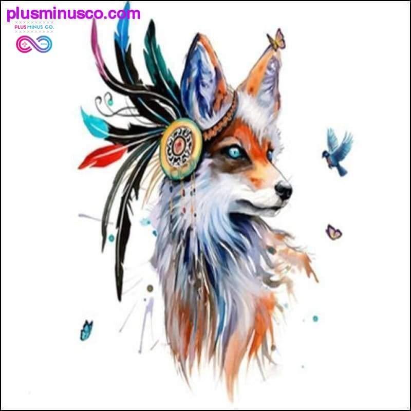 Wolf Head Wall Stickers Colorful Feather Butterfly Birds - plusminusco.com