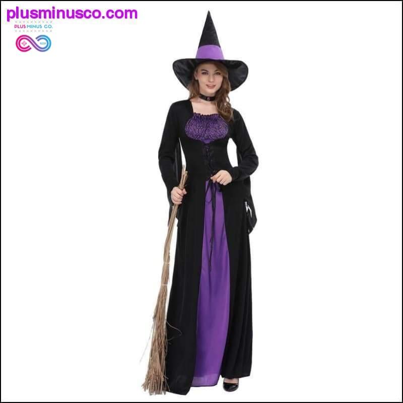 Sieviešu melnā purpura raganas kleita Burve Cosplay Adult - plusminusco.com